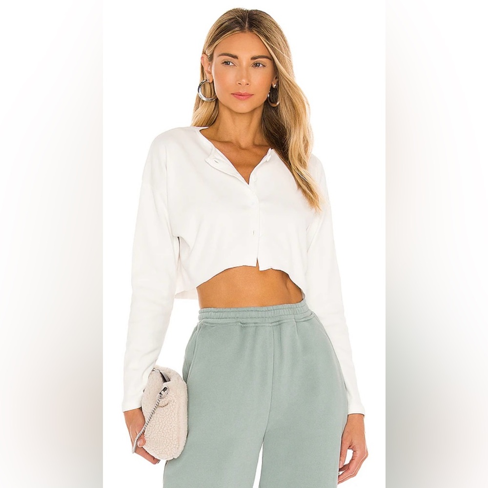 Lovers and Friends White Cardigan Long Sleeve Crop Top Size XS